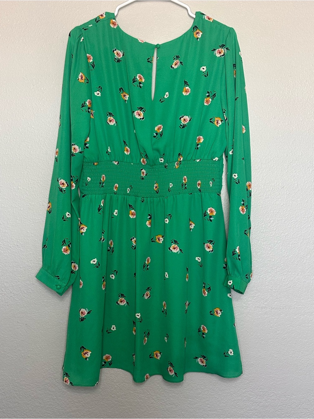 Socialite Green Floral V-Neck Long Sleeve Mini Dress Size XL Like New - Picture 6 of 6